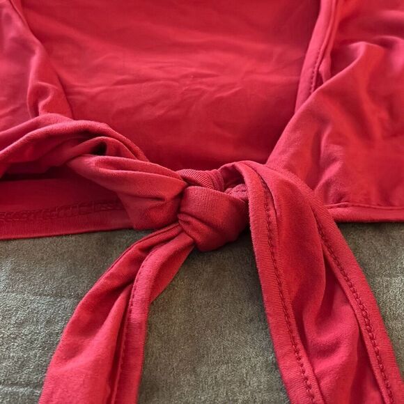 WearAll Womens Tie Up Crop Top Short Sleeve Stretch Open Top - Red - XS - NWOT - Picture 3 of 9
